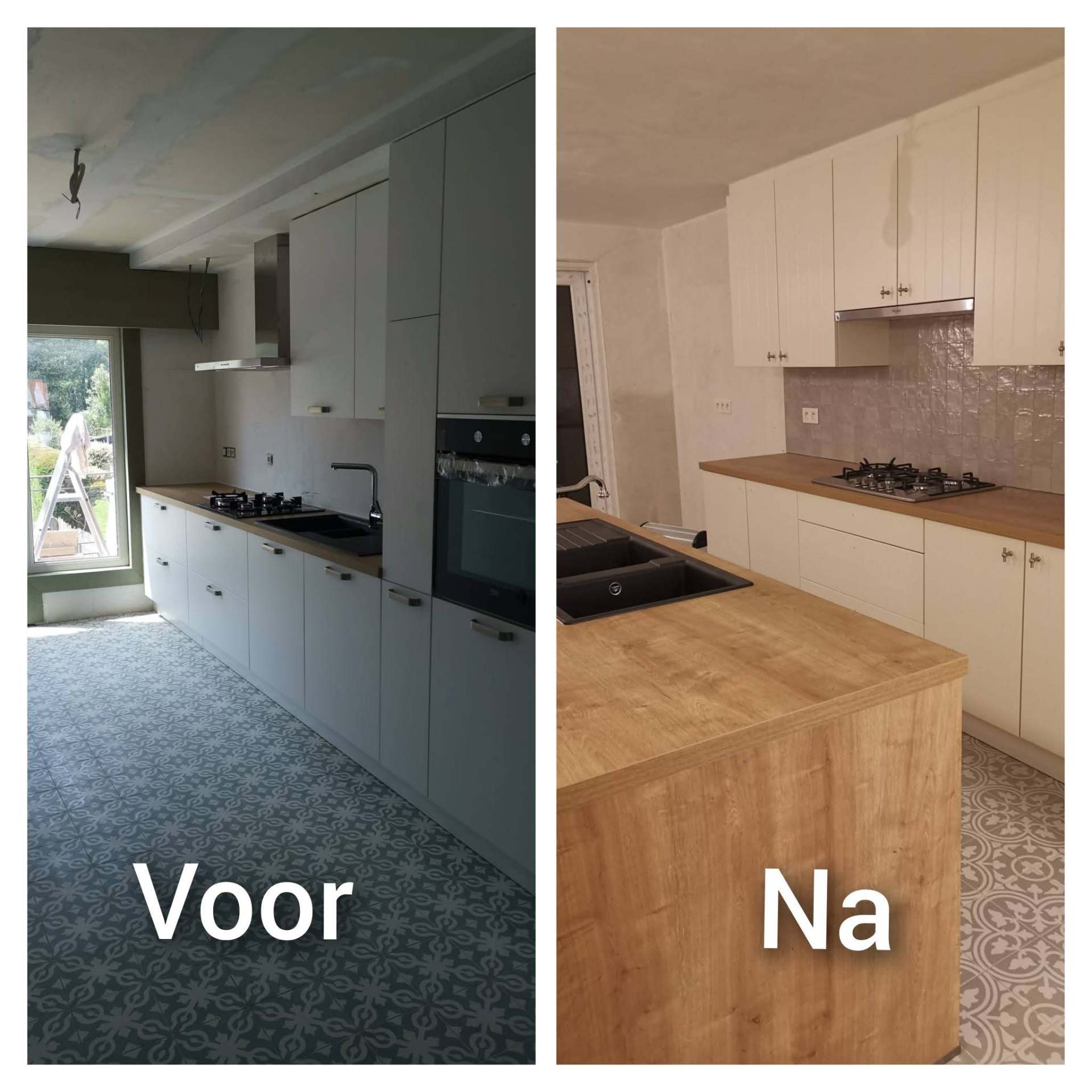 Keuken met eiken werkblad